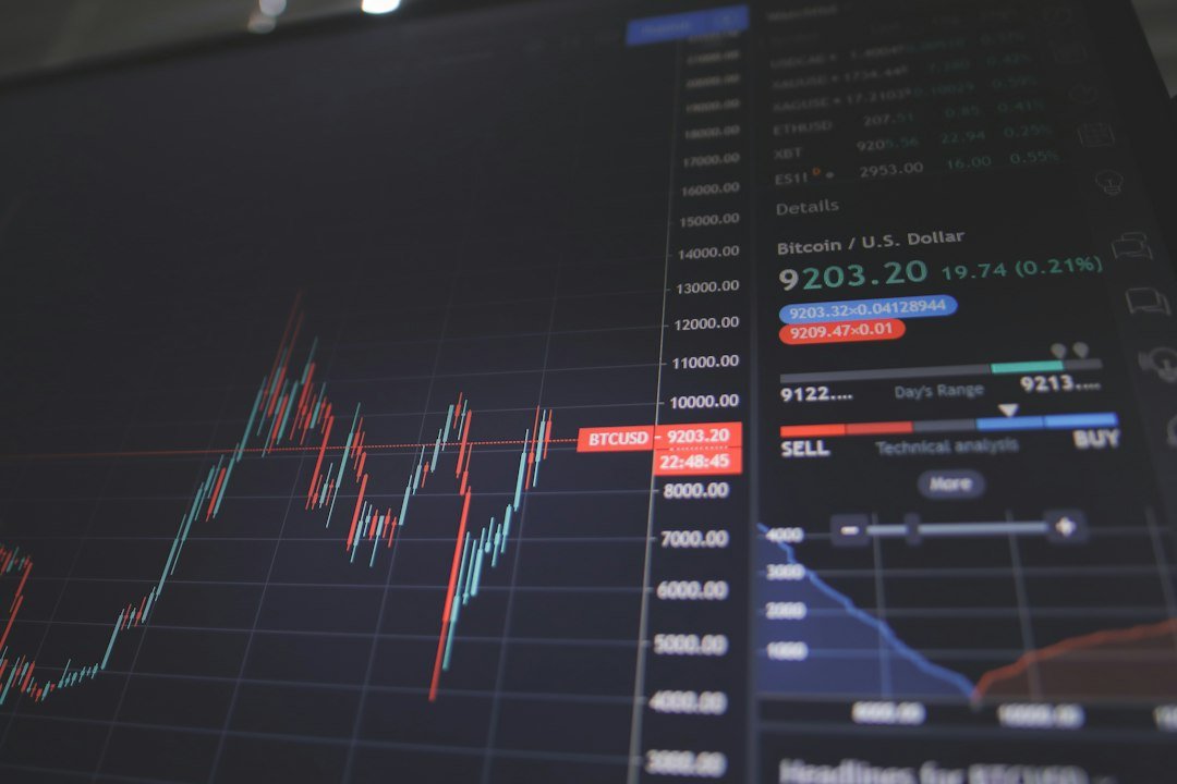 Investment price chart on a screen